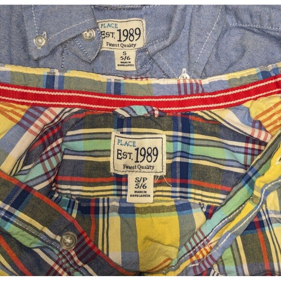 The Children's Place Sz S 5/6 Boy's Long Sleeve Button Down Shirts Lot of 2 - Picture 3 of 5